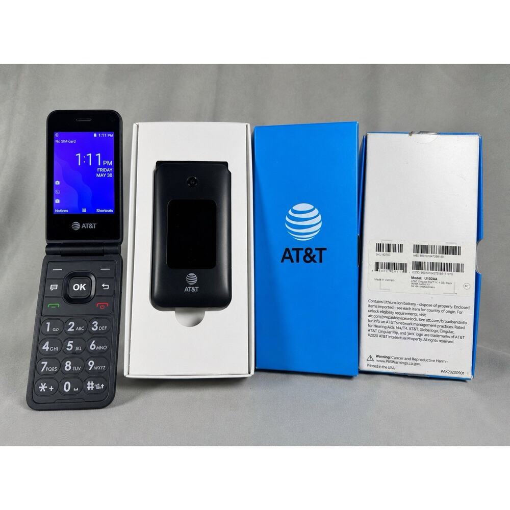 AT&T Cingular Flip IV U102AA KaiOS Flip Phone Black No SIM Tested Working